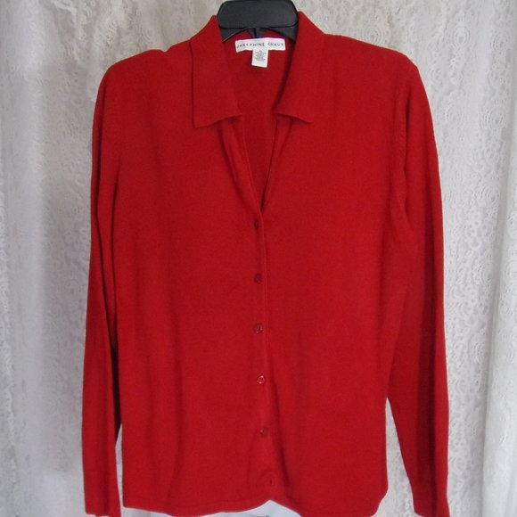 Josephine Chaus True Red Cardigan Sweater NWOT - Picture 1 of 3